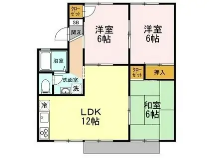 サンパレス小山B(3LDK/2階)の間取り写真