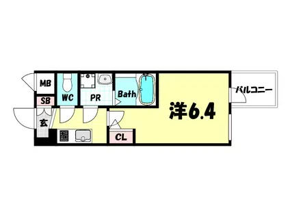 エスリード神戸三宮ヒルズ(1K/13階)の間取り写真