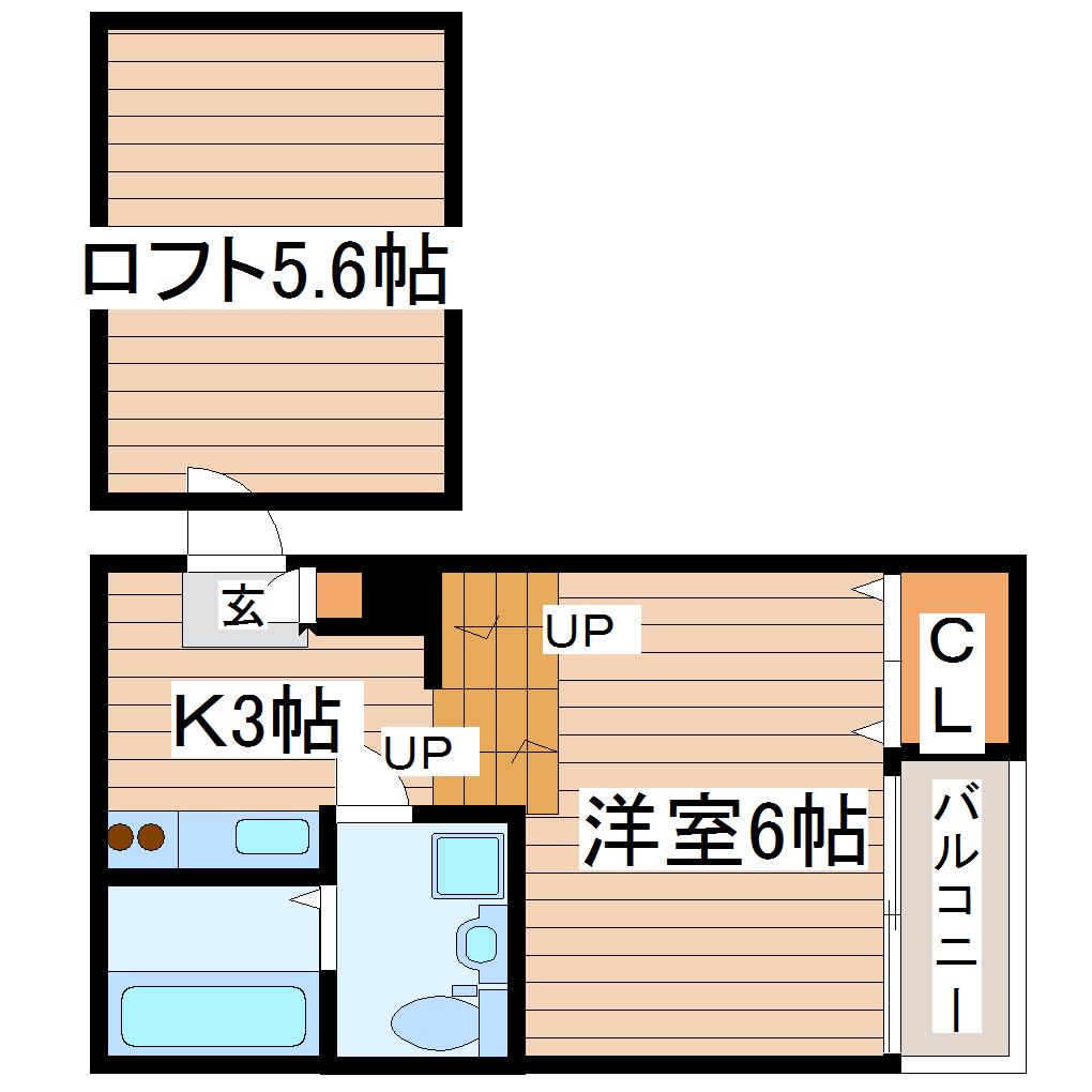 STAGE荒巻(1K/1階)の間取り写真