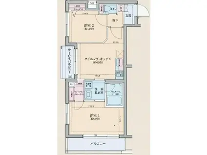 ロアール西馬込(2DK/2階)の間取り写真