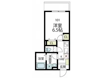 ZEHマンションII(1K/1階)の間取り写真