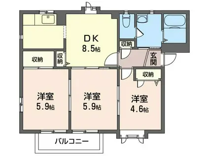 グリーンパレスC(3DK/2階)の間取り写真
