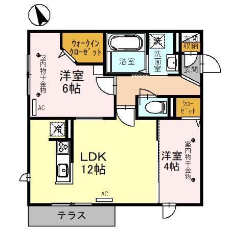 ロイヤルコート若宮(2LDK/2階)の間取り写真