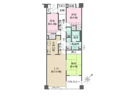 パークハウス白山御殿町(3LDK/2階)の間取り写真