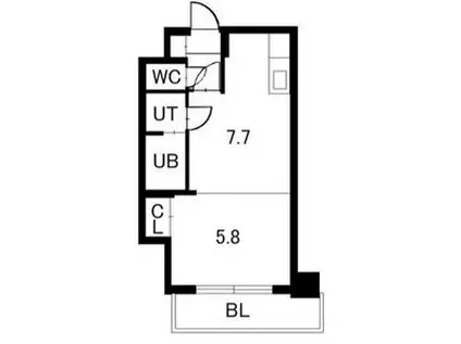 メープルリバービュー(1LDK/6階)の間取り写真