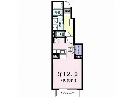 オレンジ ハイツ B(ワンルーム/1階)の間取り写真