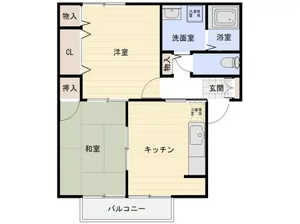 エスポワール(2DK/1階)の間取り写真