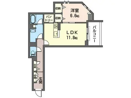 プラッツ長後(1LDK/2階)の間取り写真