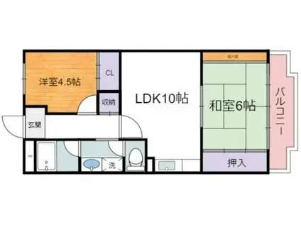 開成サンハイツ玉出(2LDK/7階)の間取り写真