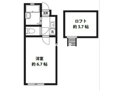 バレンシア(1K/2階)の間取り写真
