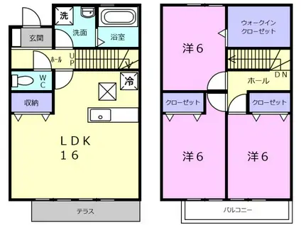 フォロマローネGK C棟(3LDK/1階)の間取り写真