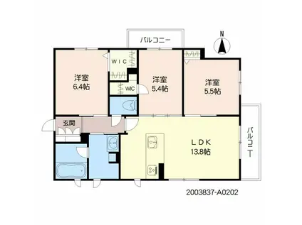 ヴィラウィステリア広木(3LDK/2階)の間取り写真