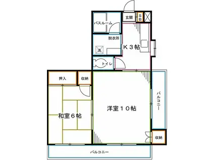 エクセルシオン(2K/4階)の間取り写真