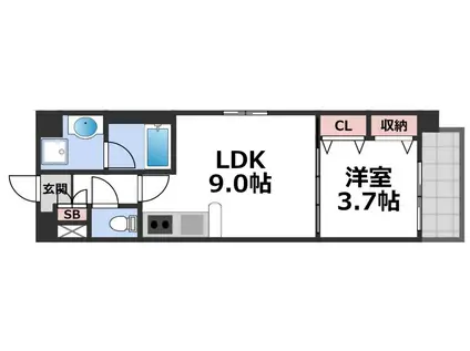 ラルテ天王寺(1LDK/7階)の間取り写真