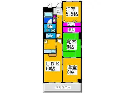 ツインコートアサオB(3LDK/2階)の間取り写真