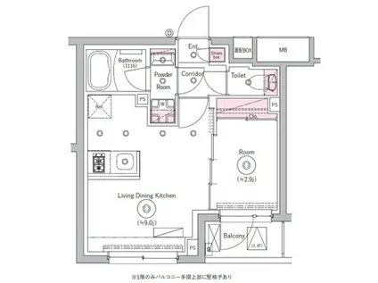 リテラス川崎ウエスト(1LDK/2階)の間取り写真