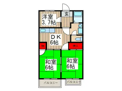 クリザンテ-ム高橋1(3DK/1階)の間取り写真