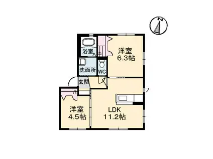 RIVER COURT II棟(2LDK/1階)の間取り写真