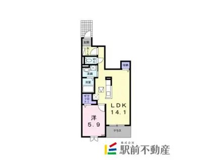 アルモニー 玉名(1LDK/1階)の間取り写真