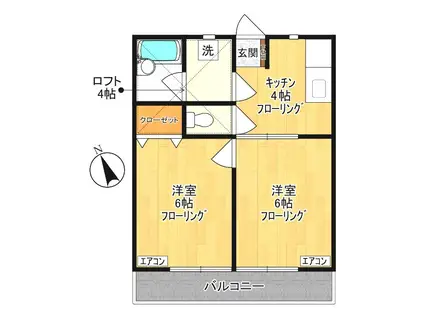 ペアハイムV(2K/1階)の間取り写真