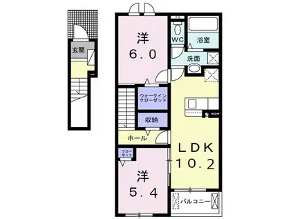 メゾン富士B(2LDK/2階)の間取り写真