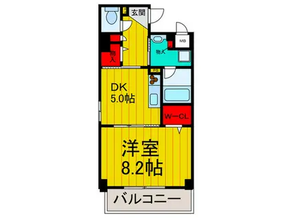 さくら天の川(1DK/2階)の間取り写真