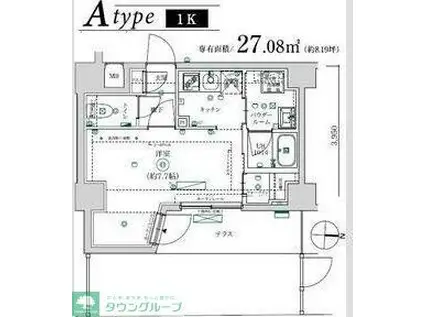 MAXIV武蔵新城TRE(1K/1階)の間取り写真