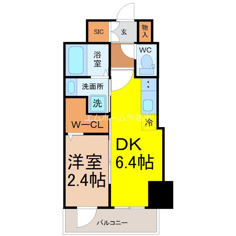 エステムコート名古屋葵(1DK/13階)の間取り写真