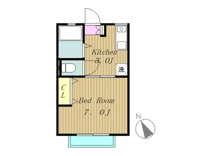 シティハイムケネス(1K/2階)の間取り写真