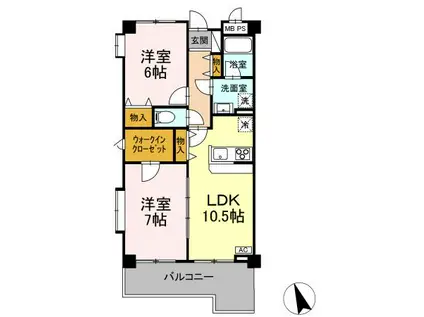 レフアみなみ野(2LDK/4階)の間取り写真