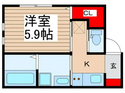 水子ガーデンII(1K/2階)の間取り写真