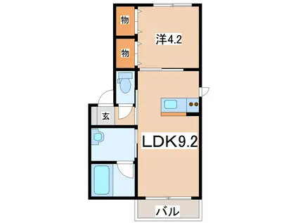 ロイヤルIV(1LDK/2階)の間取り写真