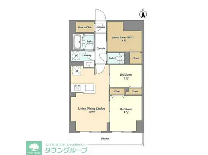 ドゥーエ尾久(2SLDK/2階)の間取り写真