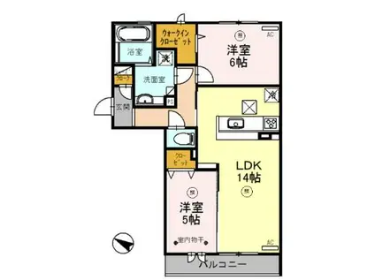 ロイジェントパークスレイクタウンII A(2LDK/2階)の間取り写真