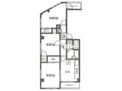 ケ―エムマンション(3DK/3階)の間取り写真