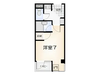 ピアネージュ徳島(1K/2階)の間取り写真