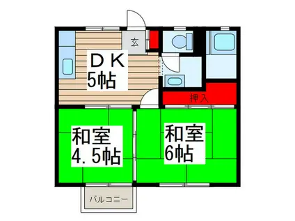 メゾンホープ(2DK/1階)の間取り写真