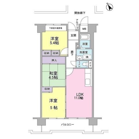サニーコットン住之江(3LDK/10階)の間取り写真