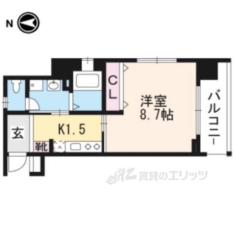 ベラジオ西陣聚楽(1K/4階)の間取り写真