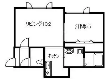 マリン・エム・エス(1LDK/2階)の間取り写真