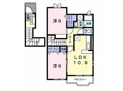 サニーヒル(2LDK/2階)の間取り写真