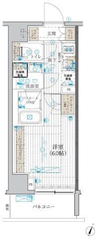 ブライズ吉野町(1K/6階)の間取り写真