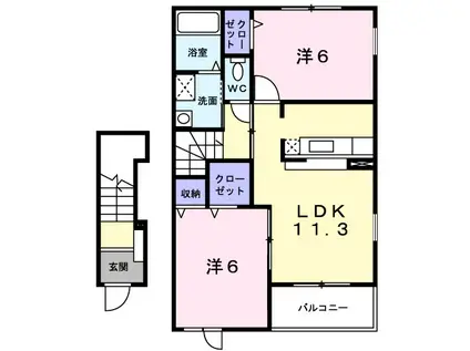 ジュイールII(2LDK/2階)の間取り写真