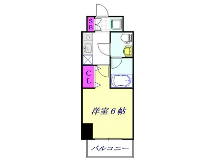 プランドール市川(1K/2階)の間取り写真