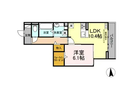 トリシア西岐阜(1LDK/3階)の間取り写真