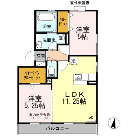 ヴィラ ピーノ(2LDK/2階)の間取り写真
