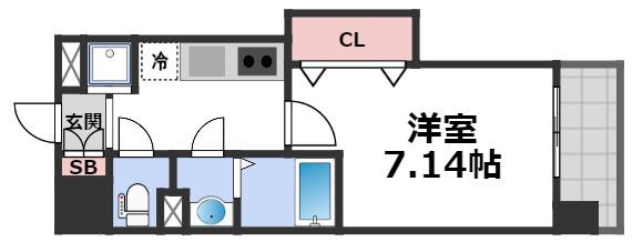 LUXE布施駅前(1K/14階)の間取り写真