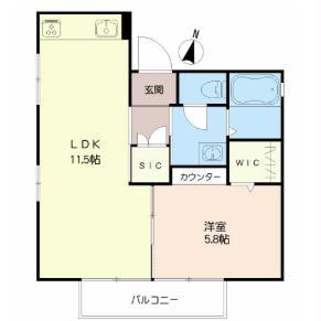 ディアスさくら  B棟(1LDK/2階)の間取り写真