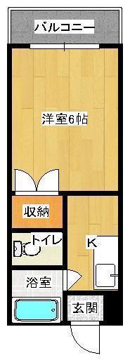 コムフォート但馬(1K/2階)の間取り写真