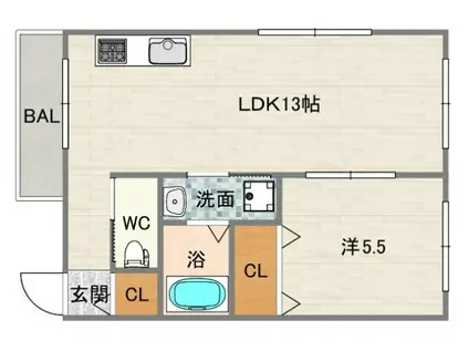 ヴィオール山坂(1LDK/3階)の間取り写真